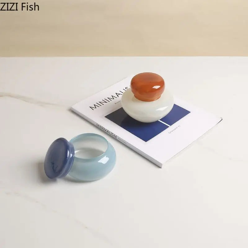 Afralia™ Glass Storage Jar with Lid Ring Jewelry Box Candy Pot Aroma Can