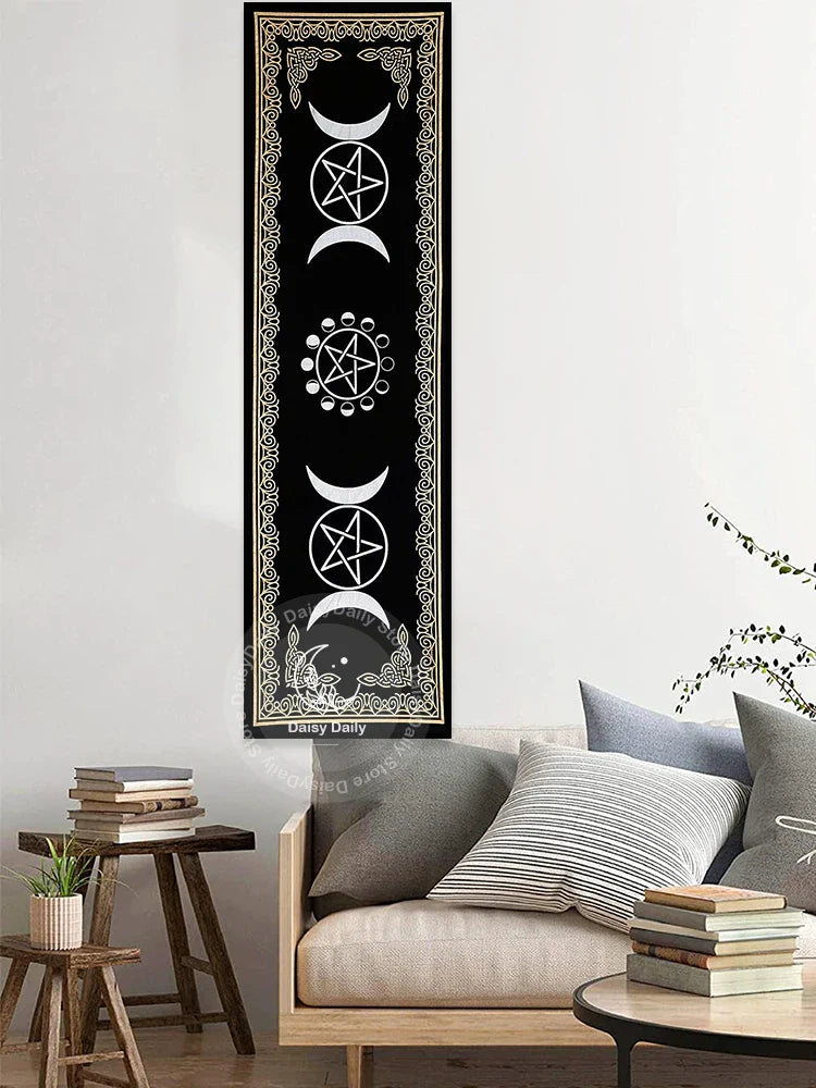 Afralia™ Triple Moon Phases Tapestry Wall Hanging | Mystical Tarot Boho Room Decor