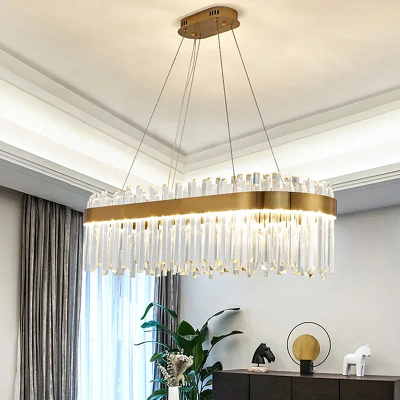 Afralia™ Elegant Crystal Chandelier Pendant Light for Living Room Dining Kitchen Decoration