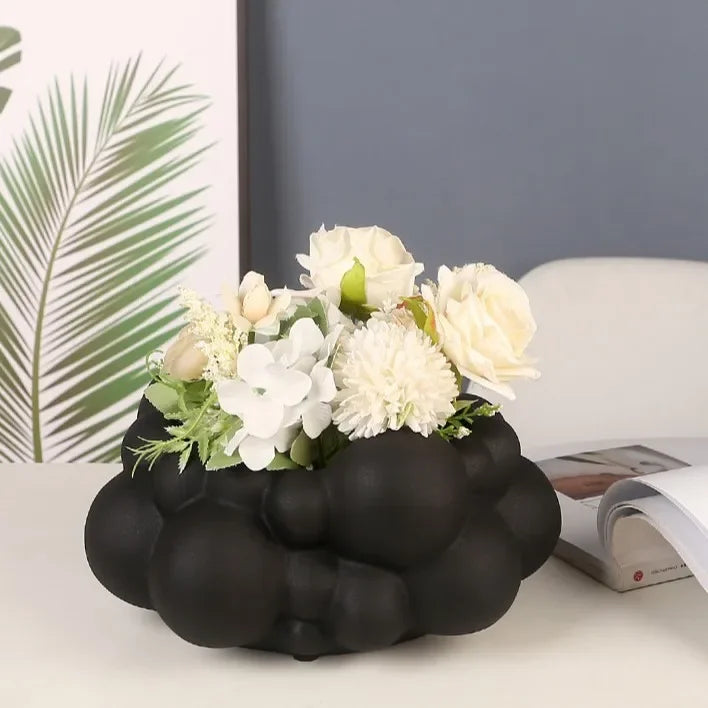 Afralia™ Abstract Patchwork Ceramic Vase Bubble Flower Pot Home Decor