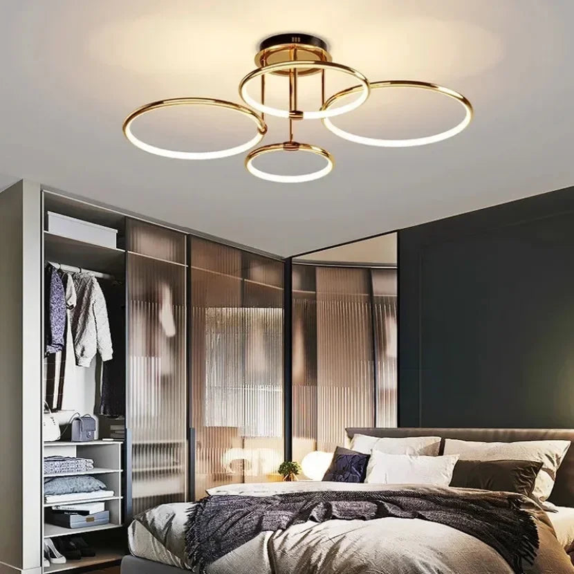 Afralia™ Modern Gold-plated LED Pendant Light for Luxury Indoor Lighting.