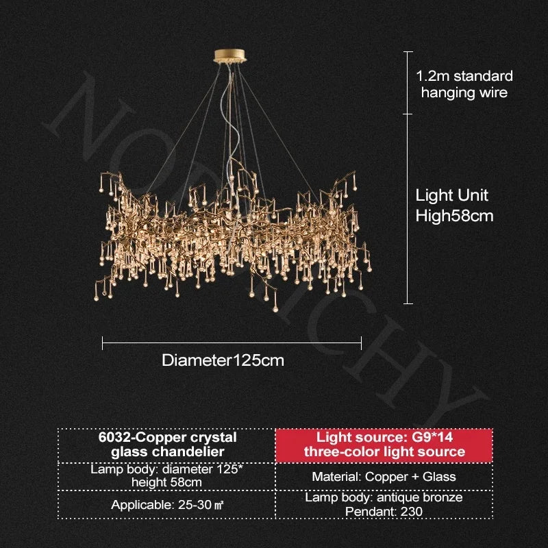 Afralia™ French Crystal Chandelier: Full Copper, High Grade, LED, Elegant for Dining Room & Living Room