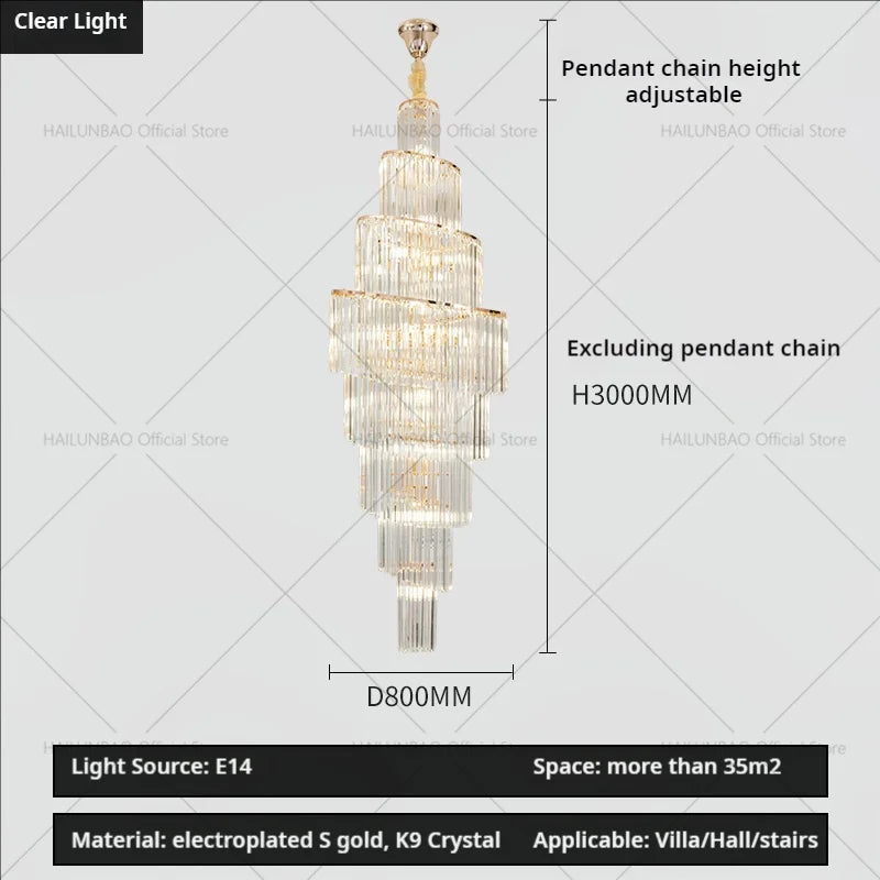 Afralia™ Crystal Chandelier for Penthouse Villa Living Room - Modern Light Luxury Design
