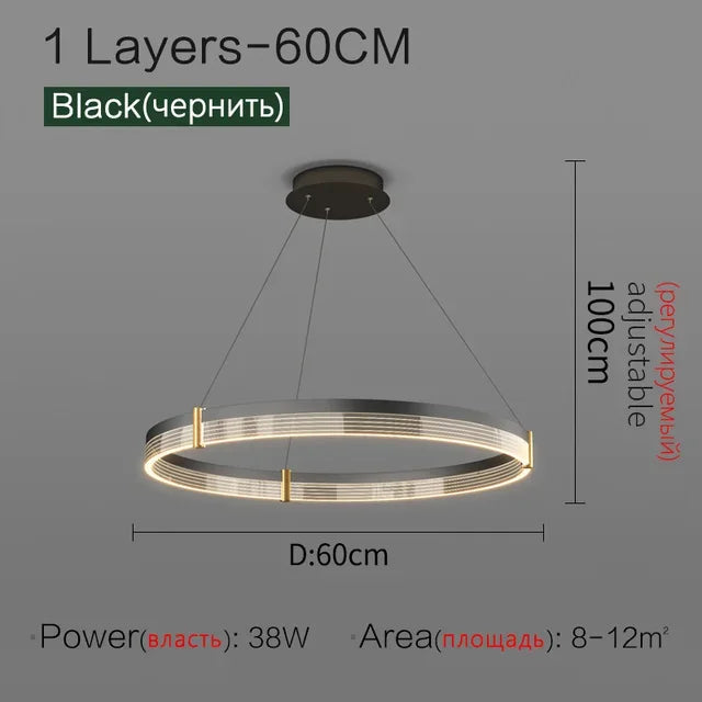 Afralia™ Circle Chandelier Acrylic Shade, High-End Designer Hanging Lighting for Home and Restaurant