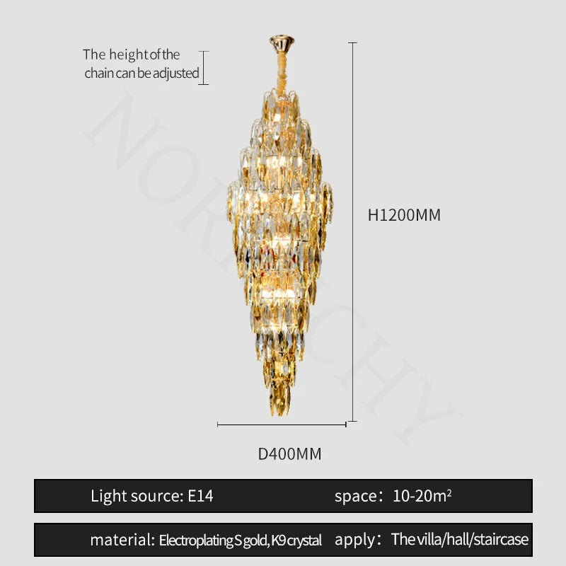 Afralia™ European Crystal Duplex Chandelier for Hotel Lobby Staircase & Villa Living Room