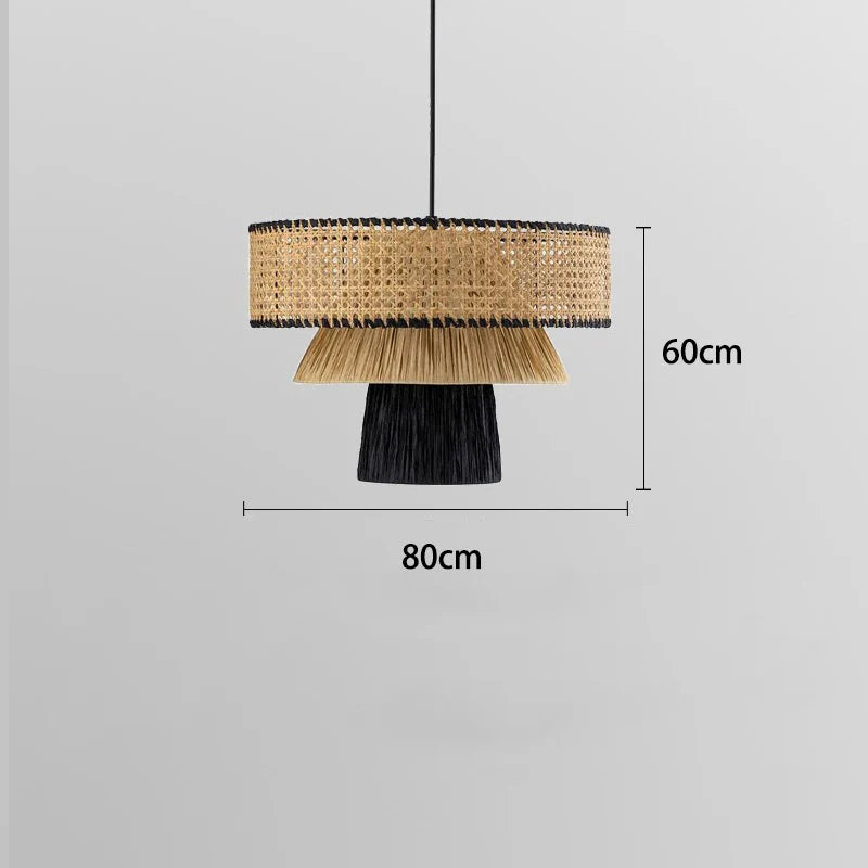 Afralia™ Nordic Rattan Pendant Lights: Retro Woven Chandeliers for Living Room & Restaurant
