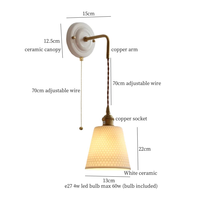 Afralia™ Polka Dot Ceramic LED Wall Lamp Adjustable Wire Interior Wall Sconces