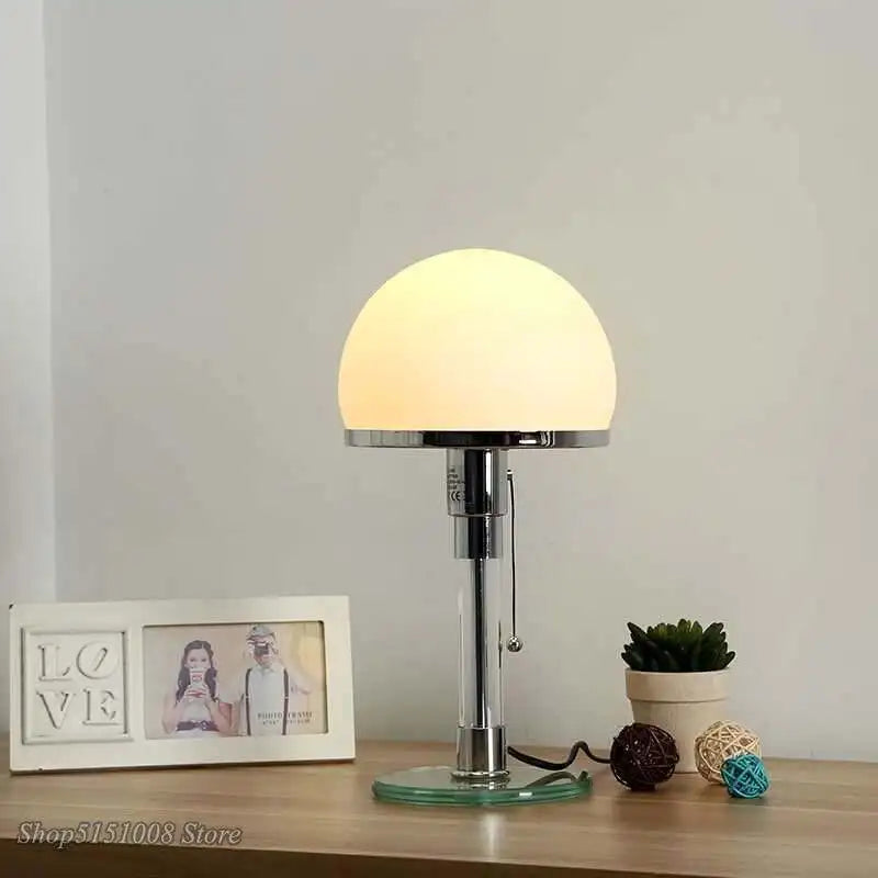 Afralia™ Nordic Glass Desk Lamp - Retro Milk White Bedroom Living Room Lighting