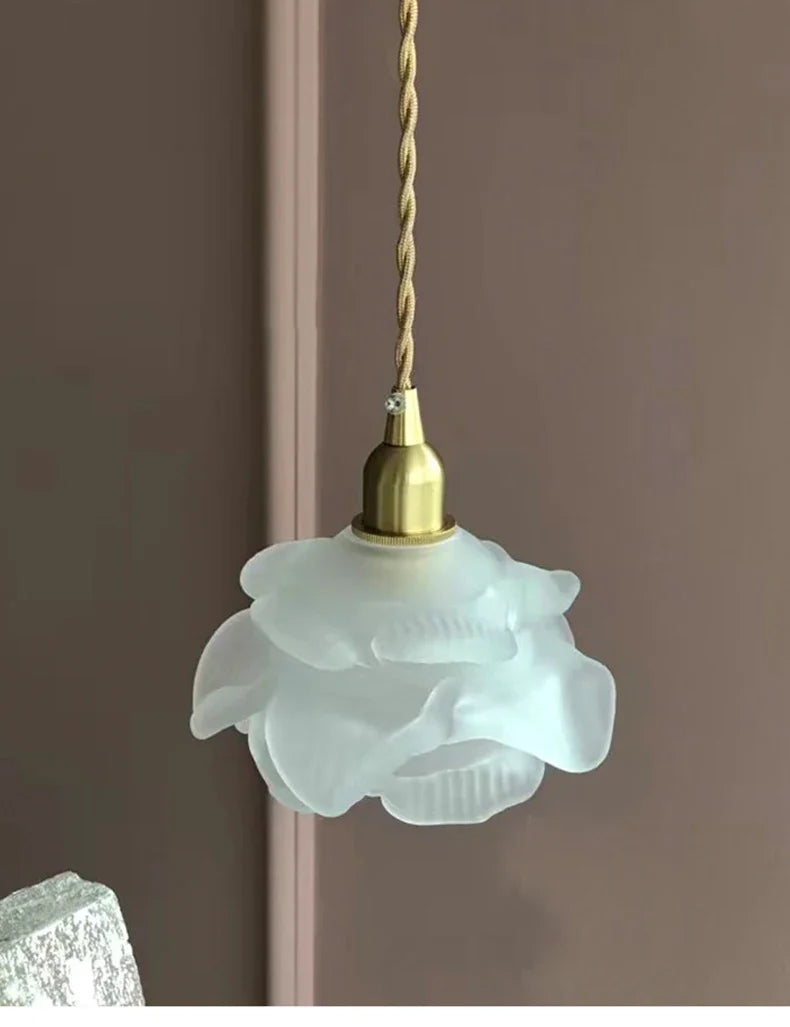 Afralia™ Romantic Rose Glass Chandelier Lighting Vintage Brass Luxury Hanging Lamp
