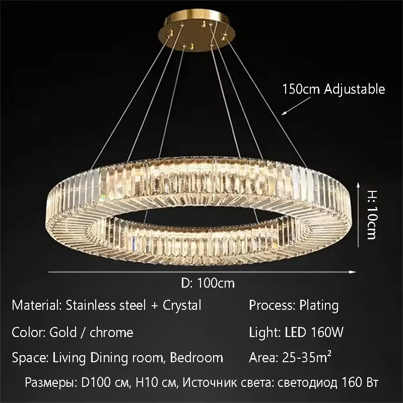 Afralia™ Elegant Crystal Chandelier LED Pendant Light for Home Décor