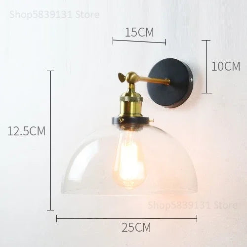 Afralia™ Vintage Metal Glass LED Wall Lamps Retro Industrial Living Room Bedroom Light Fixtures