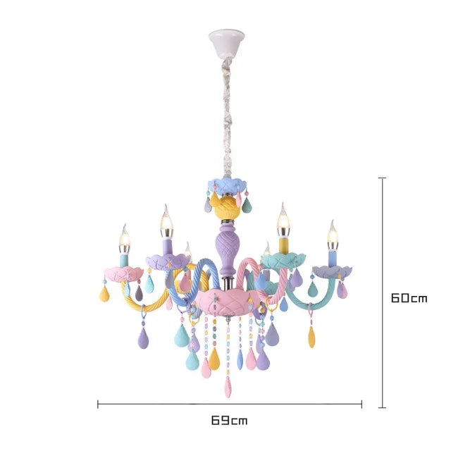 Afralia™ Macaron Color Crystal Chandelier for Children's Room.