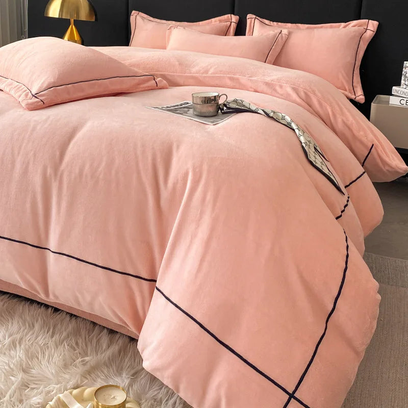 Afralia™ Winter Coral Velvet Bedding Set Double-sided Thick Warm Comforter Cover