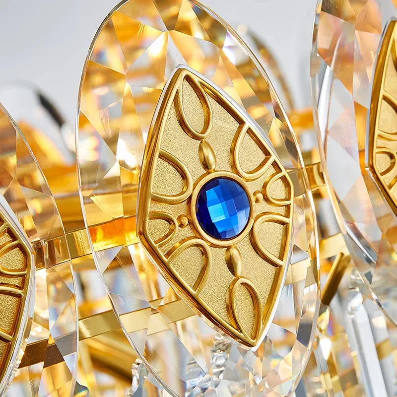 Afralia™ Opulent Crystal Chandelier: Gold LED Luxury Lighting for Living Room