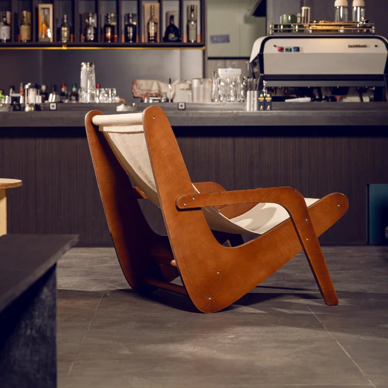 Afralia™ Canvas Recliner: Retro Mid-Ancient Designer Sofa Chair for Living Room & Balcony