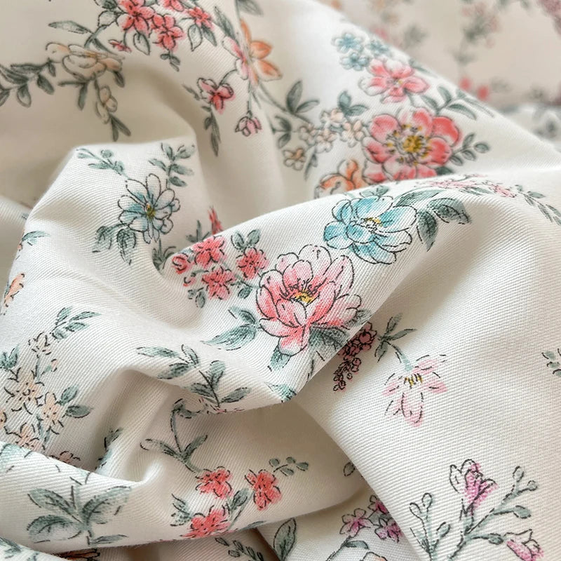 Afralia™ Princess Floral Cotton Bedding Set with Ruffled Edge