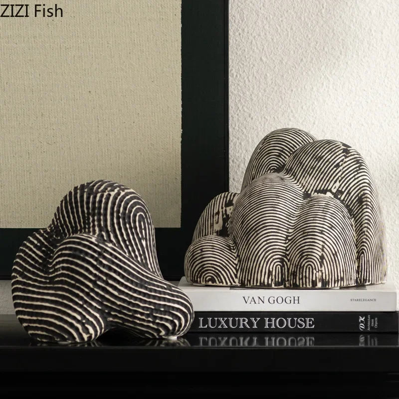 Afralia™ Abstract Ceramic Rockery Sculpture Ornament for Aesthetic Desk Decoration