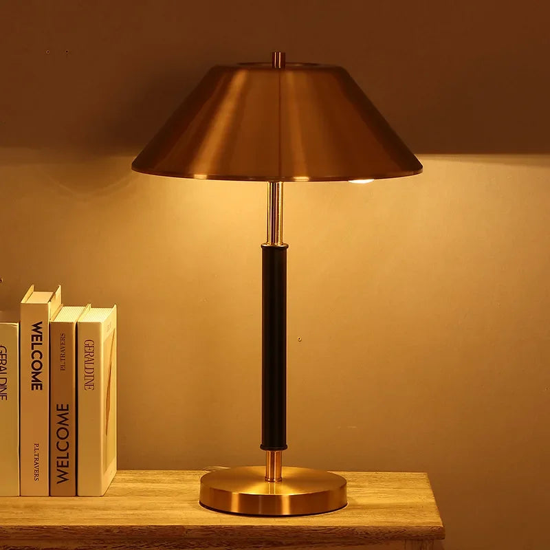 Afralia™ Copper Table Lamp with LED Bulb, Stylish Desk Light for Bedroom & Living Room