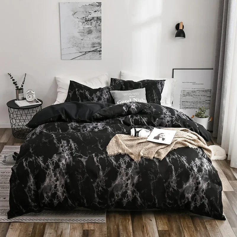 Afralia™ Marble Print Duvet Cover Set - Soft Comfortable Bedding Set