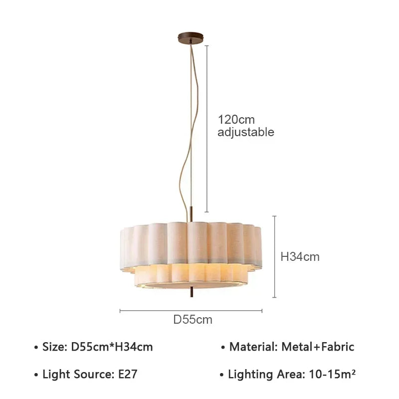 Afralia™ Scalloped Fabric Chandelier Retro Bohemia Pendant Lamp for Living Dining Bedroom