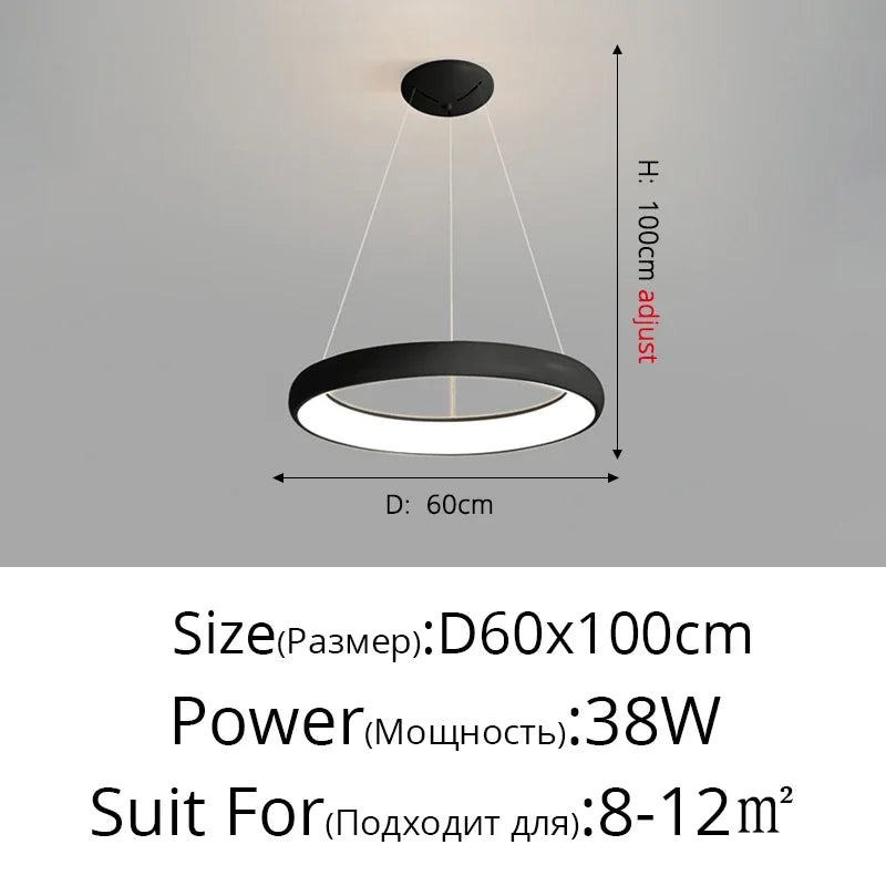 Afralia™ Modern Circular LED Chandelier for Interior Decor with Remote Control - Black/White