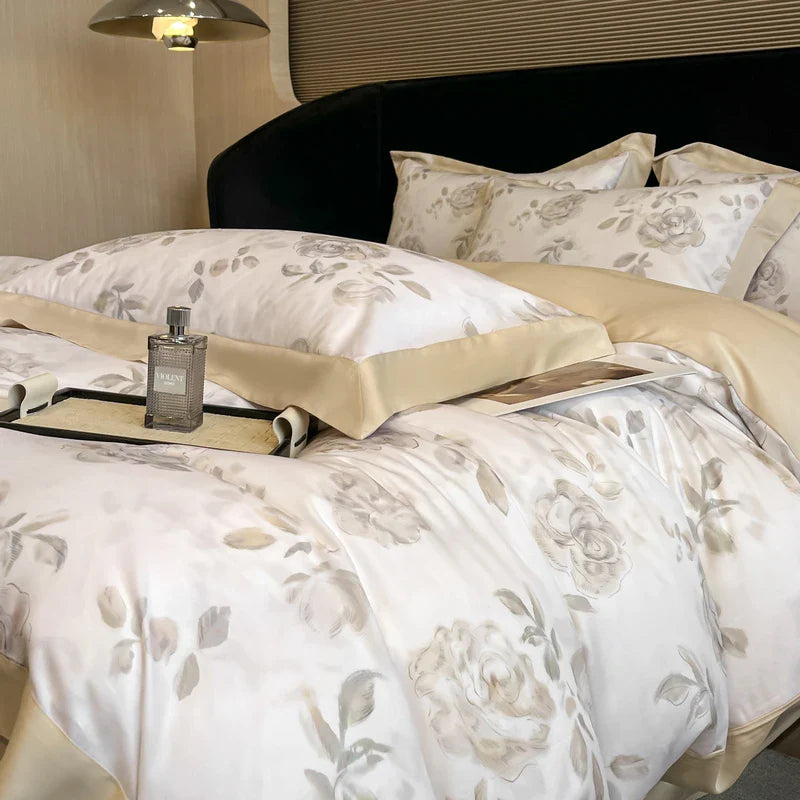 Afralia™ Eucalyptus Fiber Flowers Bedding Set: Duvet Cover, Bed Sheet, Pillowcase - 4Pcs