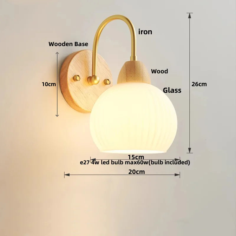Afralia™ Wood Canopy LED Wall Light Fixture - Modern Nordic Style with Pull Chain Switch