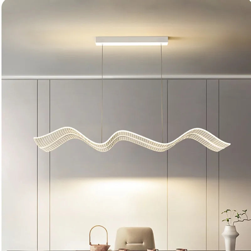 Afralia™ Nordic Wave Acrylic LED Chandelier: Stylish Dining Room Luminarias, Suspend Lamp Fixtures