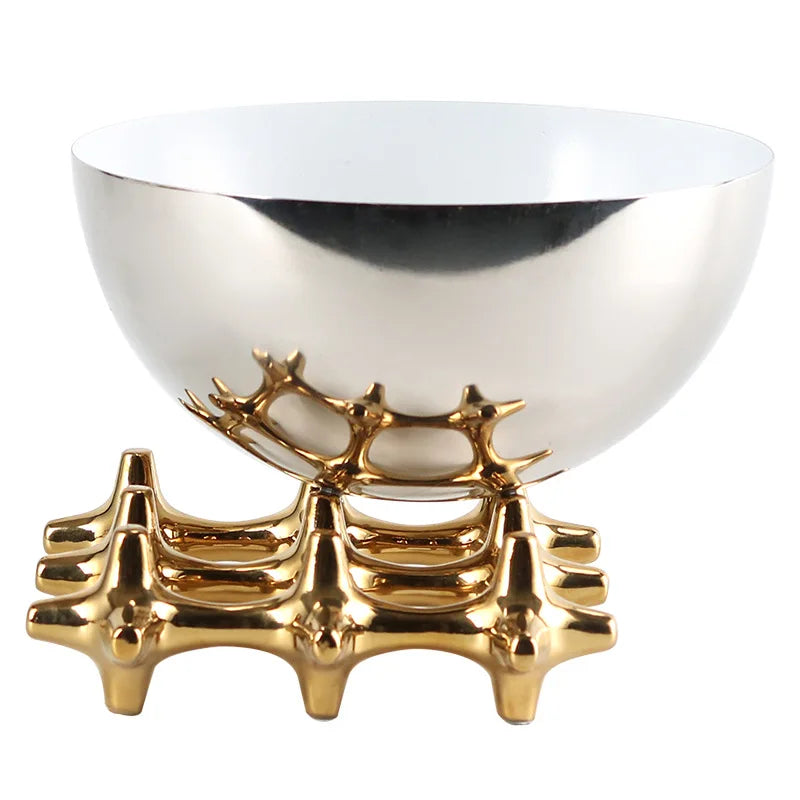 Afralia™ Geometric Mesh Fruit Tray: Golden Grid Snack Bowl & Desktop Organizer