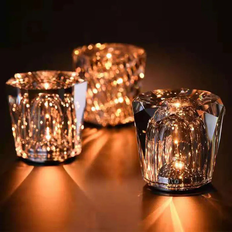 Afralia™ Crystal Diamond Night Light | Rechargeable LED Table Lamp