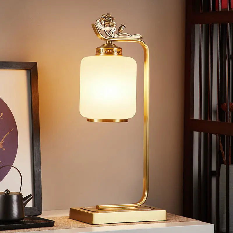 Afralia™ Copper Living Room Zen Lamp High-Grade Dimming, Retro Bedroom Bedside Study Light
