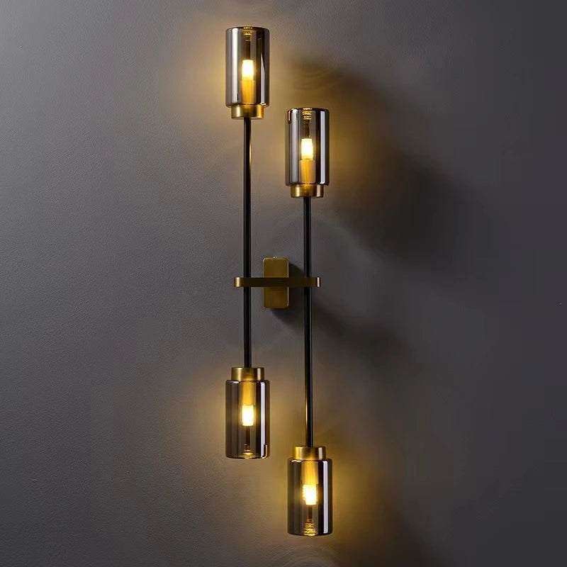 Afralia™ Black Glass Wall Lamp: Modern Retro Nordic Sconce for Living Room Bedroom Decor