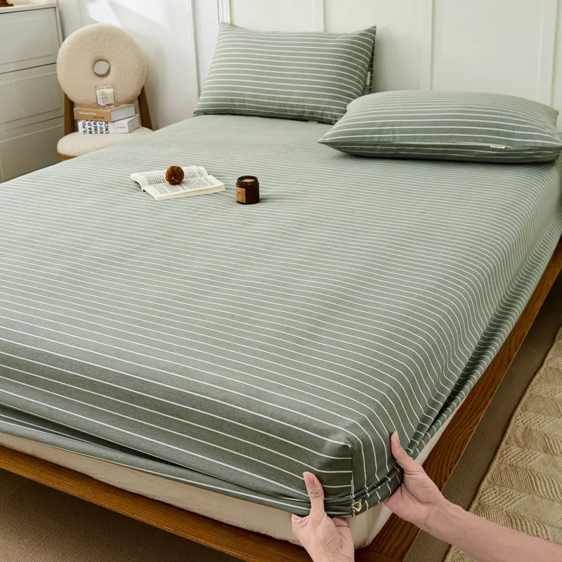 Afralia™ Coarse Cotton Queen Fitted Sheet: Comfortable, Durable Maternal Child Bedding