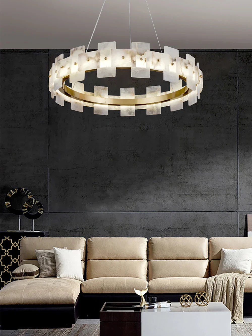 Afralia™ Marble Ceiling Chandelier: Luxury LED Hanging Lamp for Living Room Decor