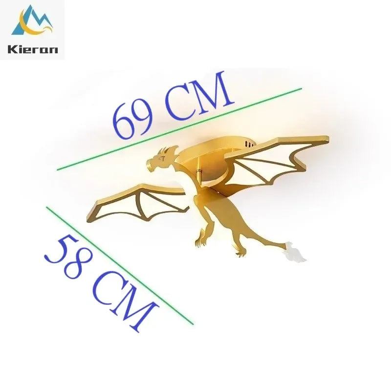 Afralia™ Golden Dragon LED Ceiling Lamp for Bedroom, Study, and Restaurant