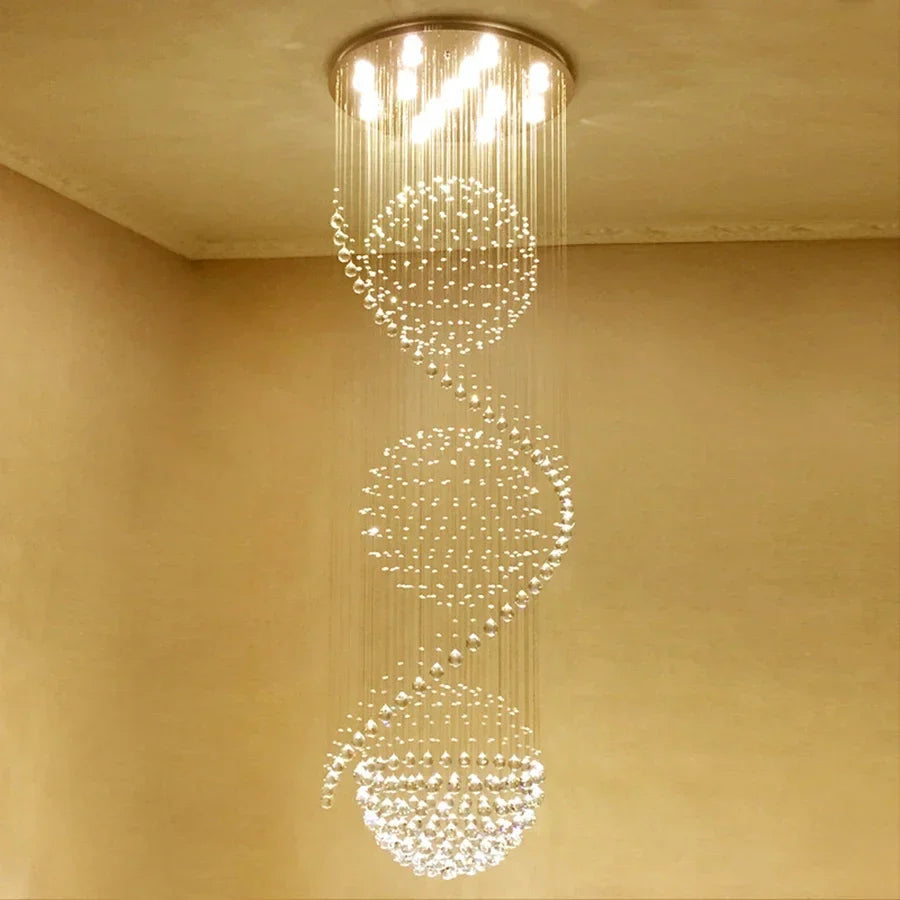 Afralia™ Modern Spiral Crystal Chandelier - Luxury Rain Drop Flush Mount Ceiling Light