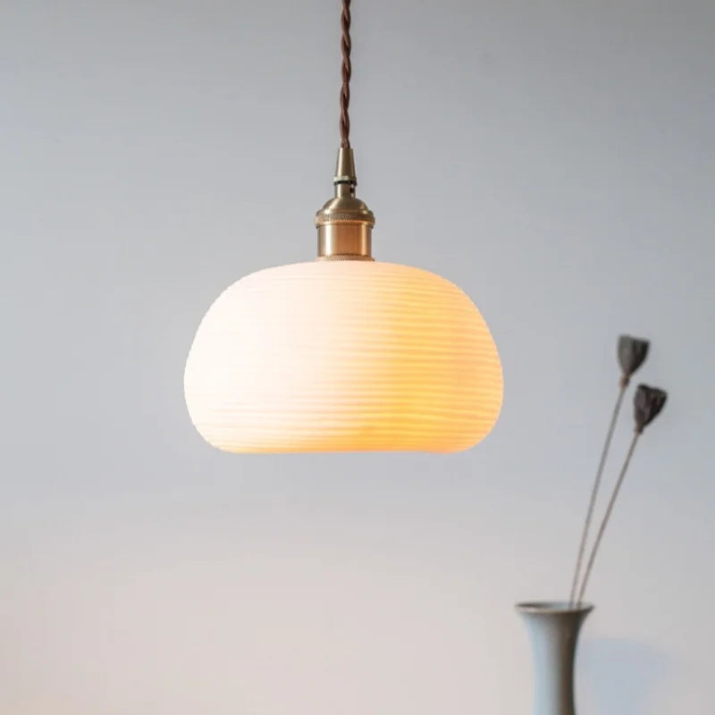 Afralia™ Minimalist Ceramic LED Pendant Lamp for Kitchen Bedroom Living Room