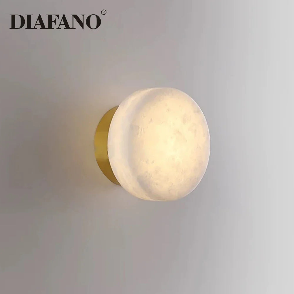 Afralia™ Marble Wall Lights Luxury Black Gold Copper LED Sconce for Living Room & Bedroom