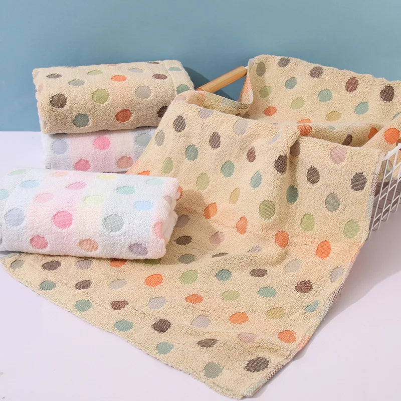 Afralia™ Dot Face Towel Set - 100% Cotton, 35*75, Cute and High Quality