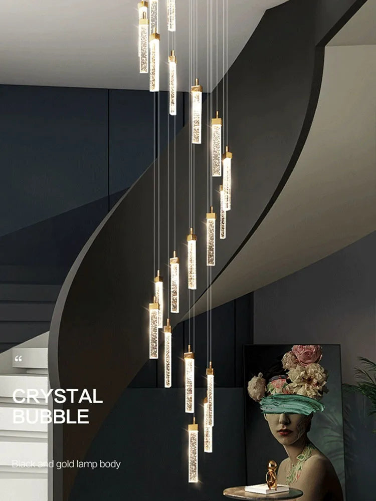 Afralia™ Crystal Ceiling Chandelier: Modern Nordic Design, Long Staircase Pendant Lamp