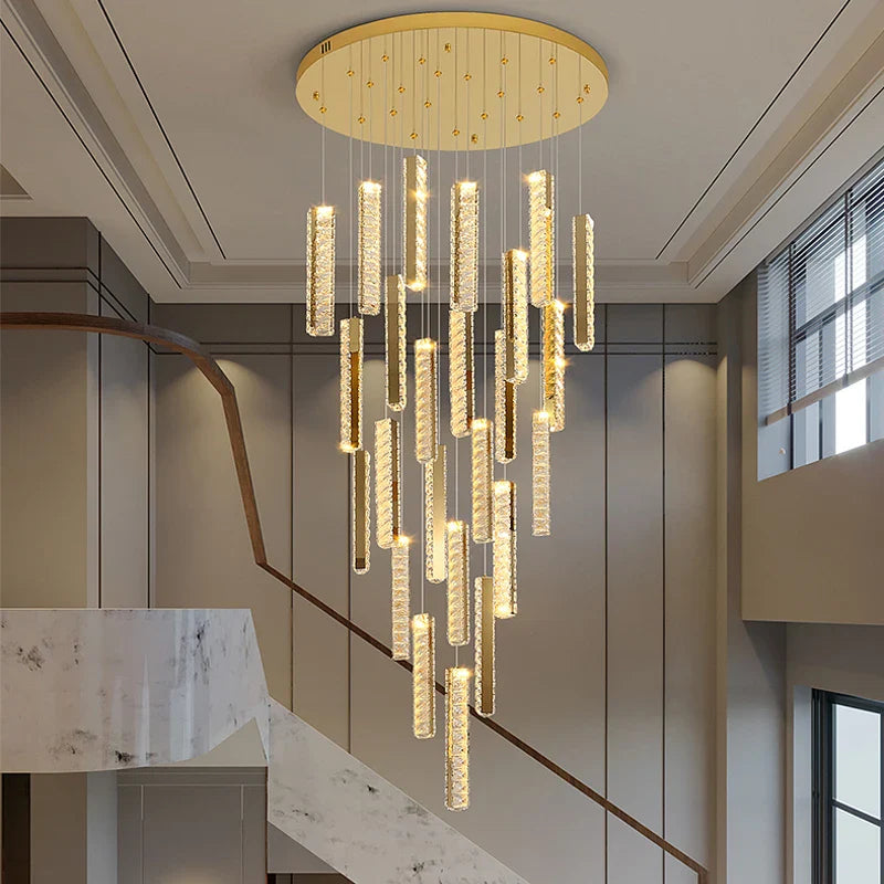 Afralia™ Crystal Chandelier LED Mezzanine Dining Room Lighting