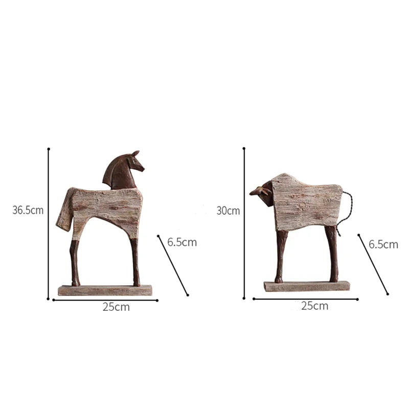 Afralia™ Horse Sculpture: Handmade Wood Grain Design, Animal Figurine for Home Decor