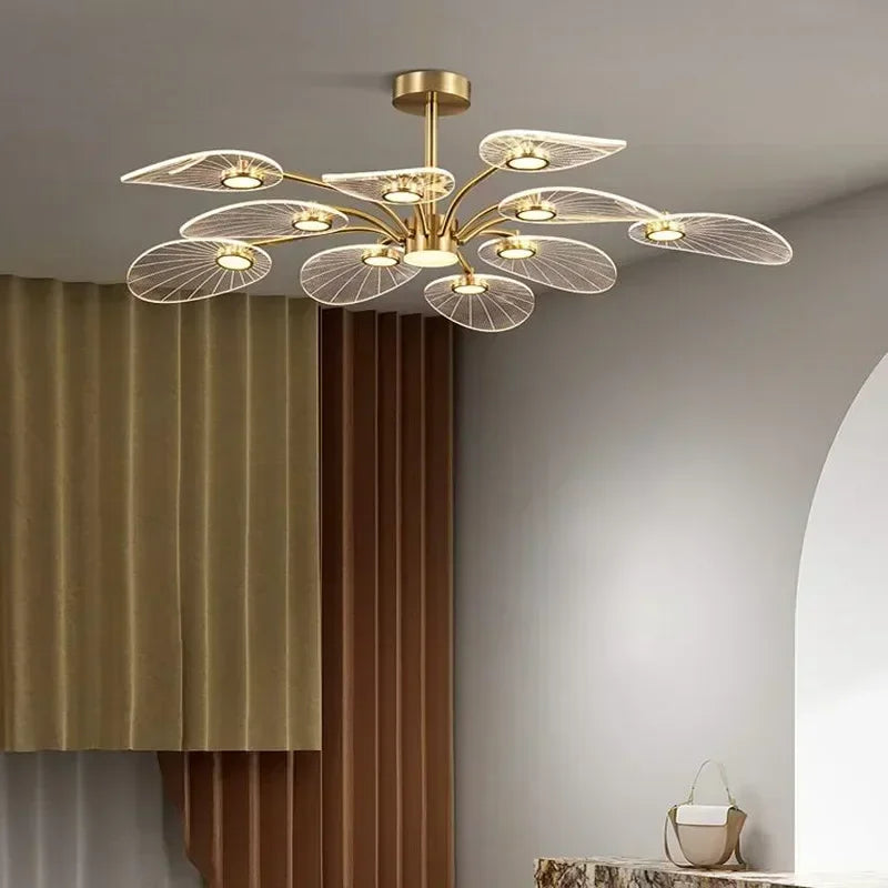 Afralia™ Nordic Leaf Acrylic Chandelier for Living Room Bedroom Pendant Lights