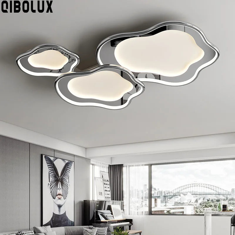 Afralia™ Modern White Round Ceiling Lighting with Remote Control Chandelier