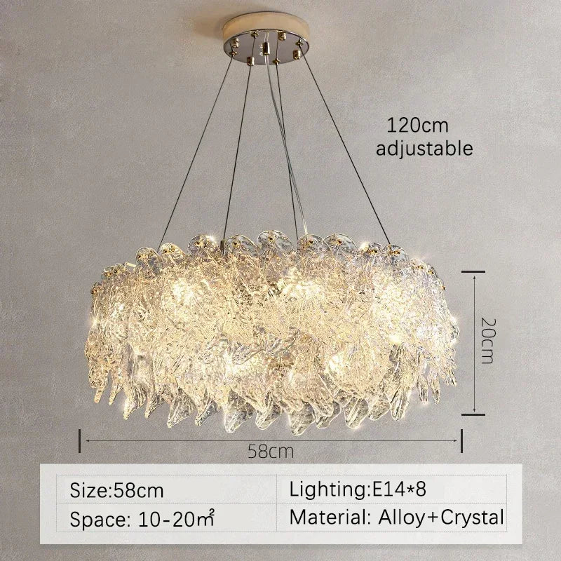 Afralia™ Glass Petal LED Chandelier for Bedroom Dining Living Room Lighting