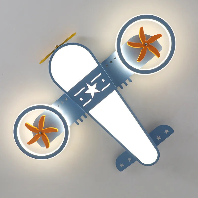 Afralia™ Kids Airplane Ceiling Lights Remote Control Dimmable LED Chandelier