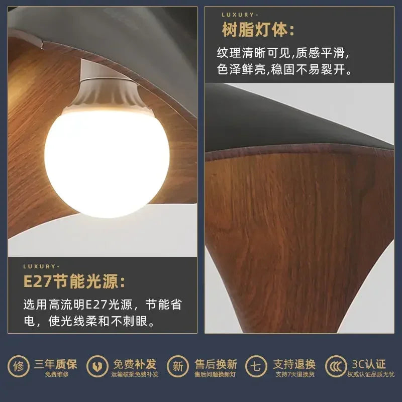 Afralia™ Black Resin LED Chandelier Pendant Light for Living Room and Bedroom