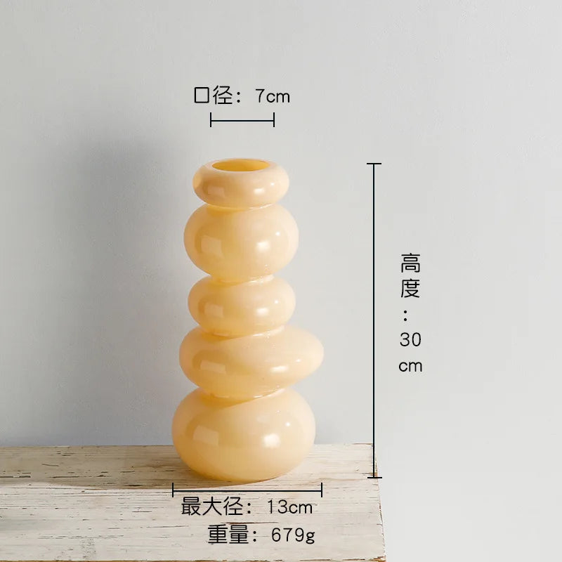 Afralia™ Geometric Glass Vase Terrarium Pebble Stack Floral Arrangement Home Decor