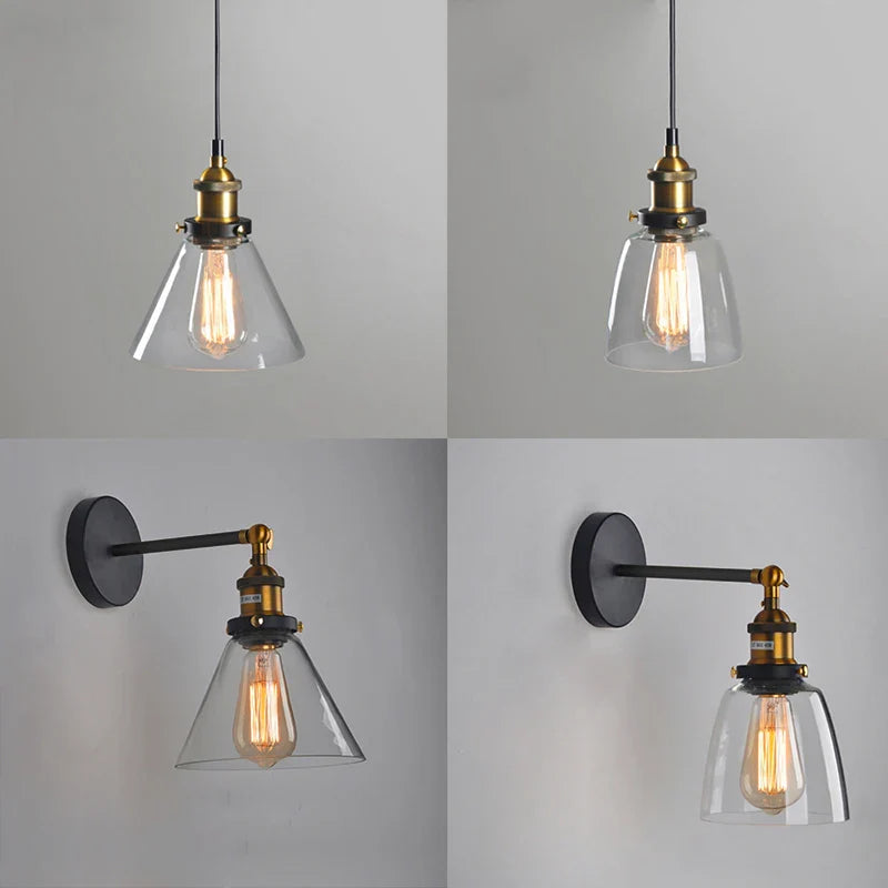 Afralia™ Glass Pendant Light Industrial Vintage Loft Wall Lamp