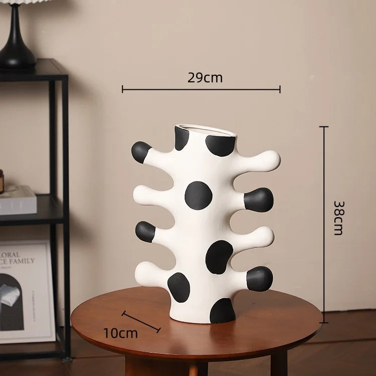 Afralia™ Polka Dot Geometric Vase: Handmade Ceramic Flowerpot Home Decor